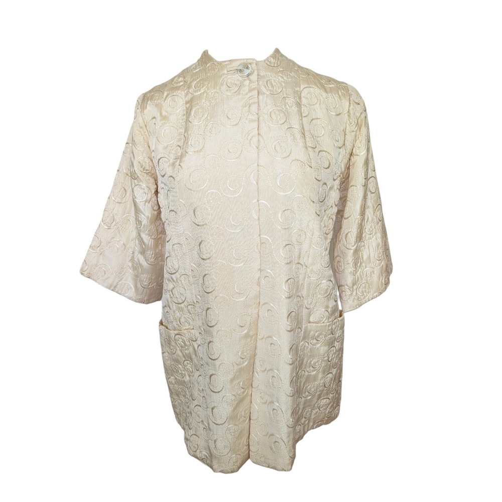 Vintage 1960s Champagne Brocade Cocktail Jacket Womens M